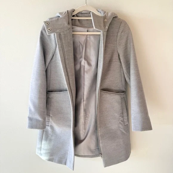ASOS Petite Gray Slim Hooded Coat with Zip Front | Womens US 4 (Petite) - Picture 7 of 11